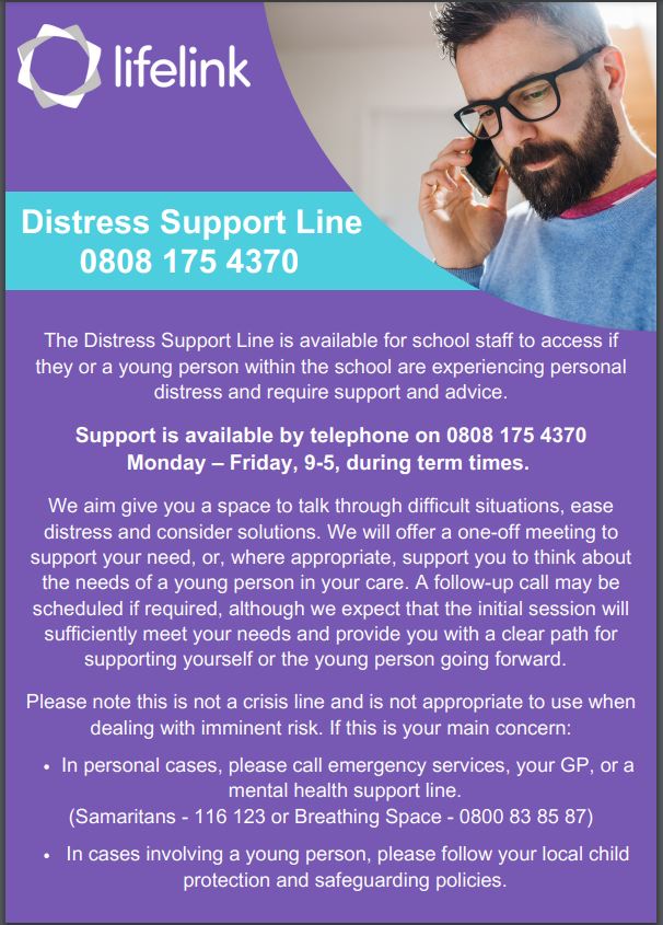 Distress Support Line information